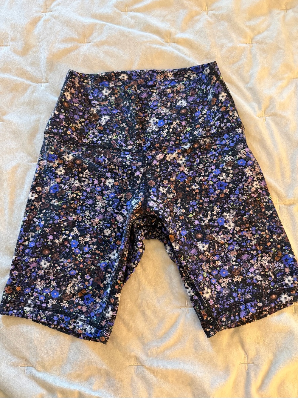 lululemon athletica Black and Purple Floral High-Rise Bike Shorts